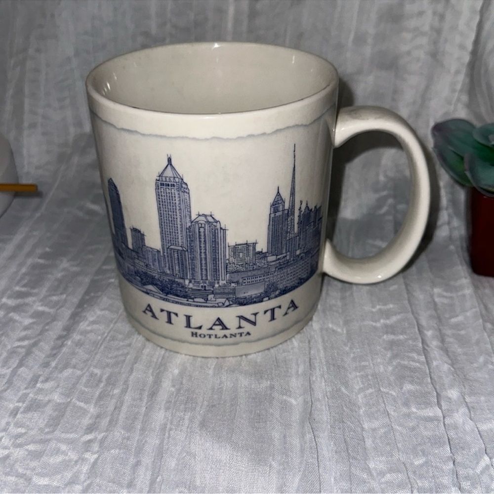 Starbucks Coffee Atlanta GA White Blue Beautiful Architecture Series 18 oz Mug